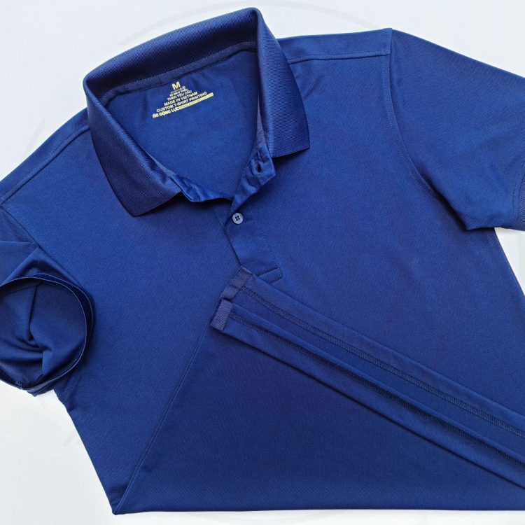 Áo thun cổ trụ polo bo trơn cá sấu lạnh poly thấm hút xanh đen