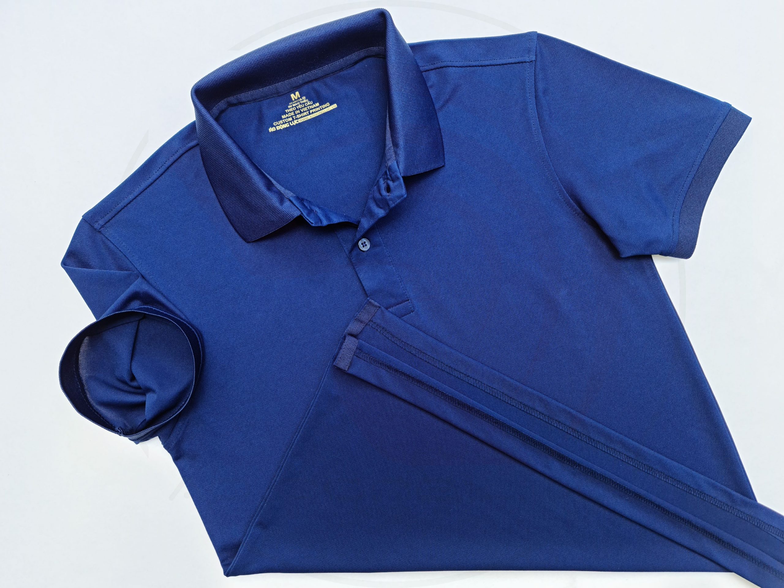 Áo thun cổ trụ polo bo trơn cá sấu lạnh poly thấm hút xanh đen