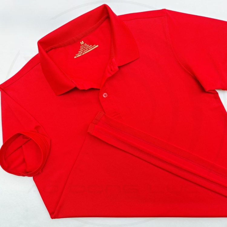 Áo thun polo bo trơn cá sấu lạnh poly thấm hút màu đỏ tươi