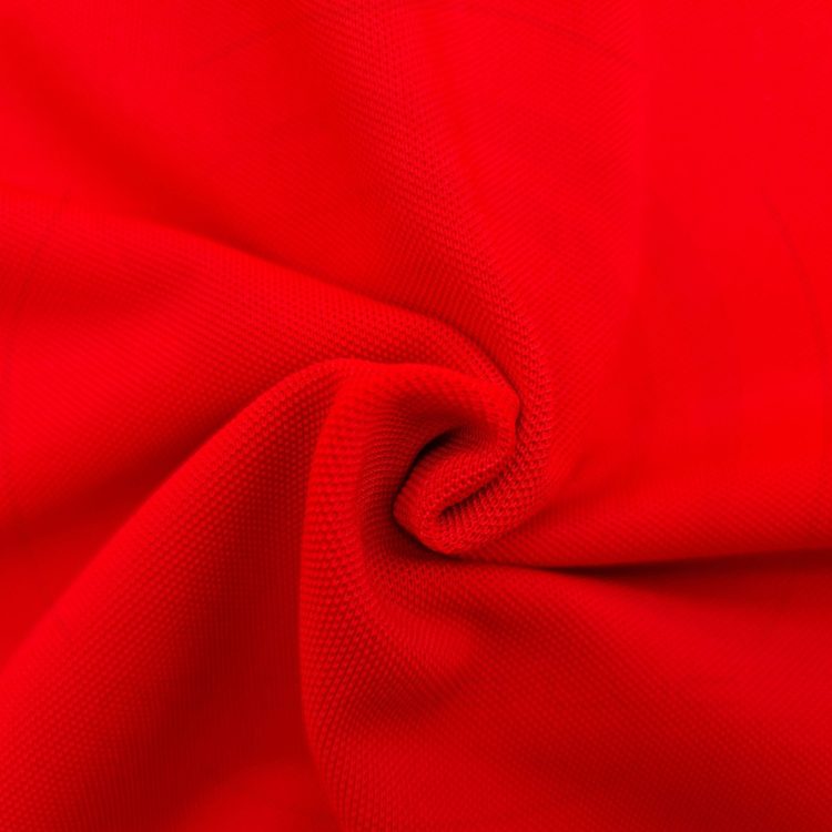 Chất vải áo thun cổ trụ polo bo trơn cá sấu lạnh poly thấm hút màu đỏ tươi