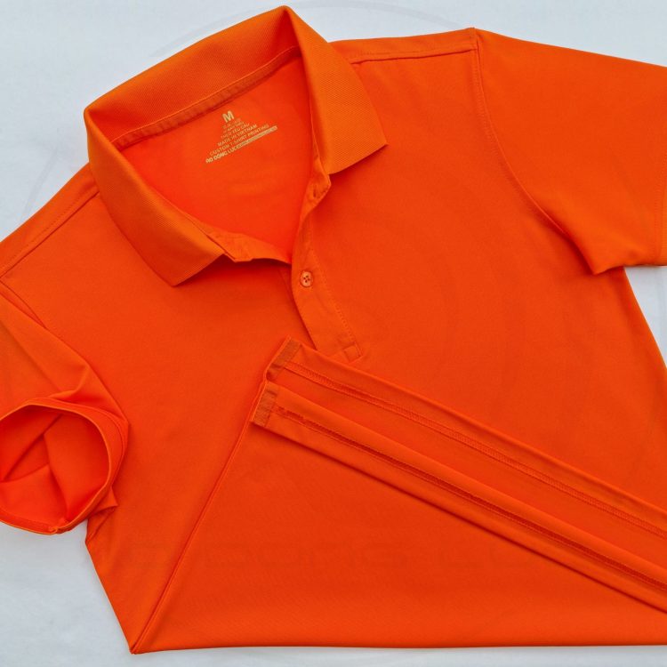 Áo thun cổ trụ polo bo trơn cá sấu lạnh poly thấm hút màu cam