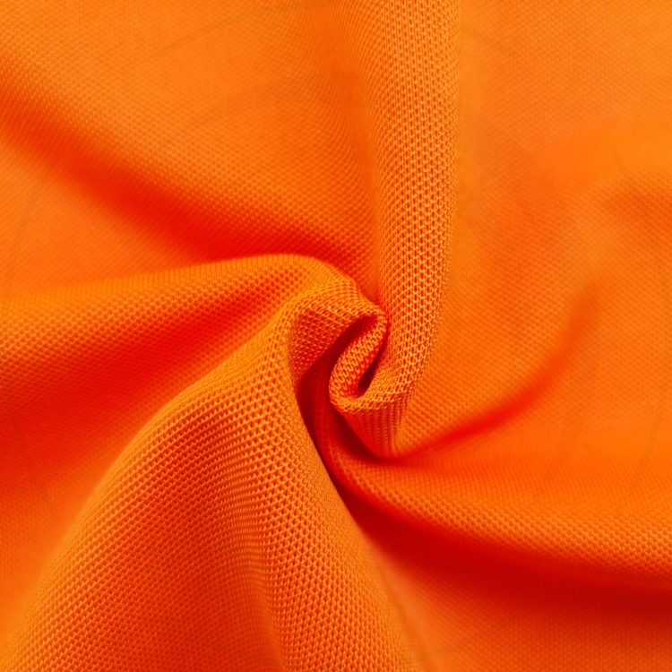 Chất vải áo thun cổ trụ polo bo trơn cá sấu lạnh poly thấm hút màu cam