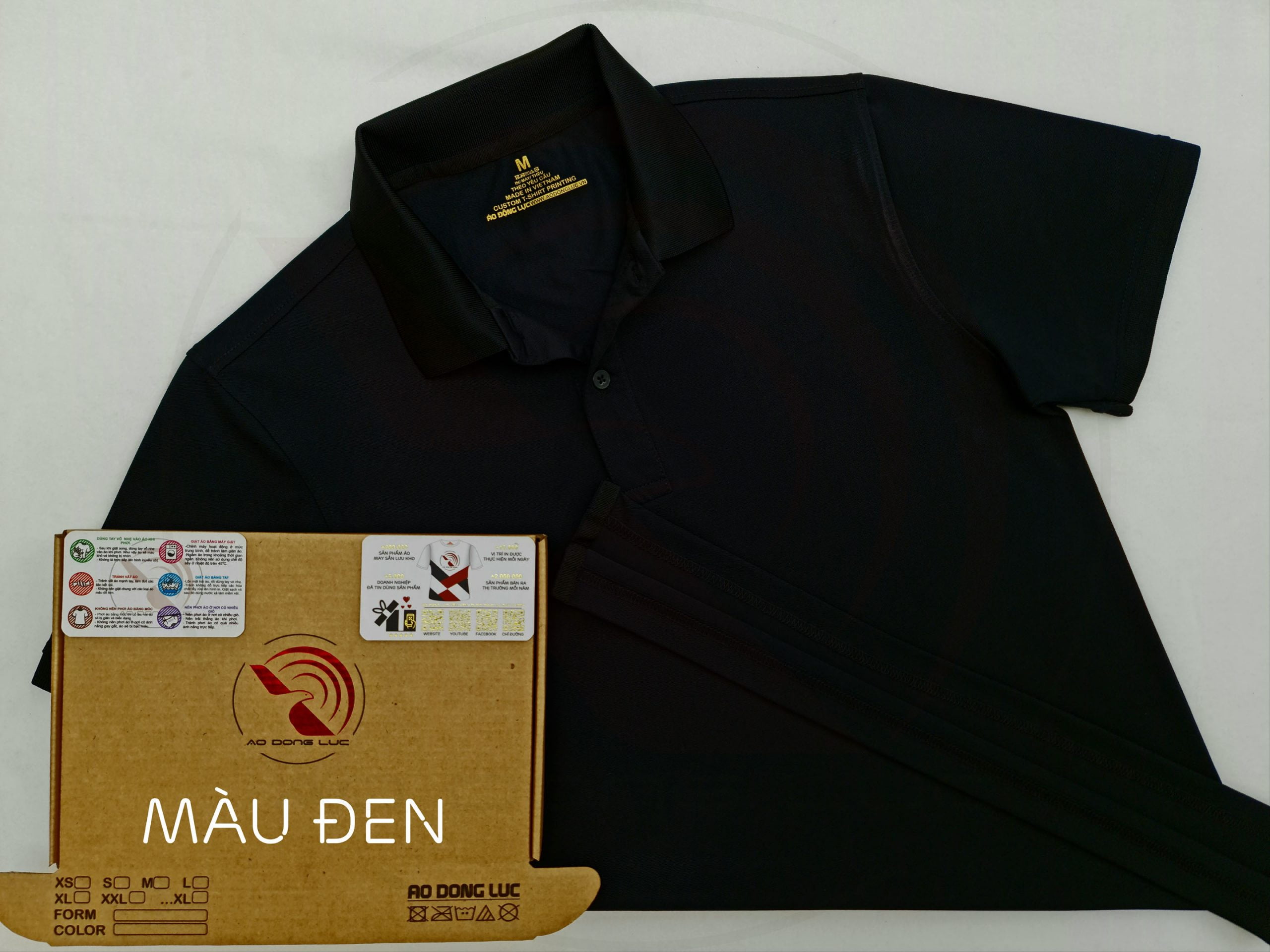 áo thun polo, áo thun trơn, áo cổ trụ, cổ bẻ, áo phông Áo thun cổ trụ polo bo trơn cá sấu lạnh poly thấm hút màu đen