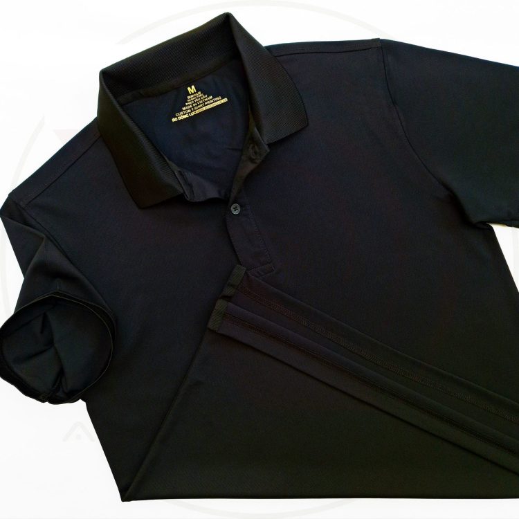 Áo thun cổ trụ polo bo trơn cá sấu lạnh poly thấm hút màu đen