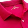 Chi tiết cổ áo áo thun cổ trụ polo bo trơn cá sấu lạnh poly thấm hút đỏ đô