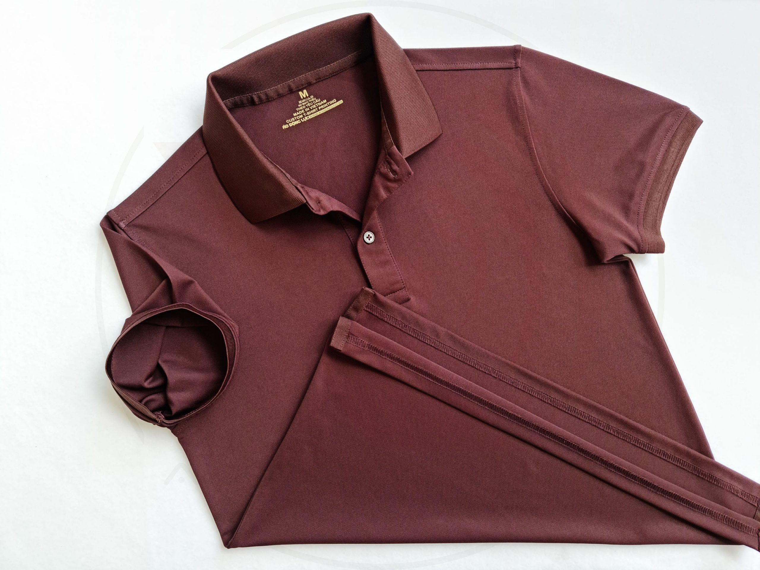 Áo thun cổ trụ polo bo trơn cá sấu lạnh poly thấm hút màu nâu