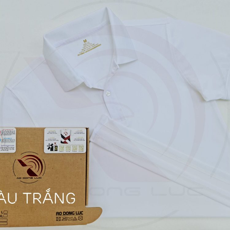 Áo thun cổ trụ polo bo trơn cá sấu lạnh poly thấm hút bo trơn màu trắng