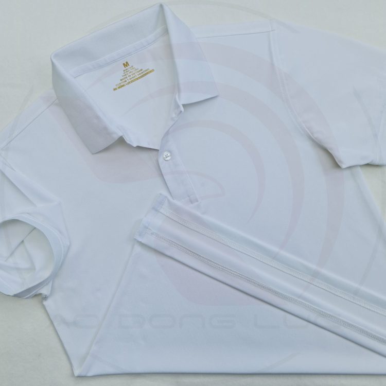Áo thun cổ trụ polo bo trơn cá sấu lạnh poly thấm hút bo trơn màu trắng
