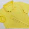 Áo thun cổ trụ polo bo trơn cá sấu lạnh poly thấm hút màu vàng