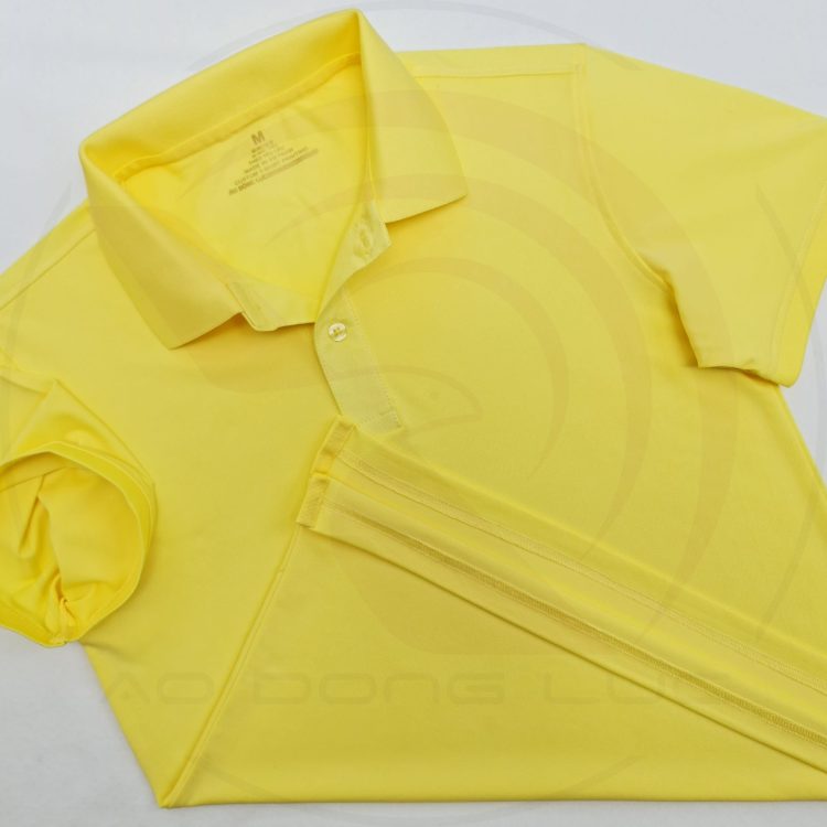 Áo thun cổ trụ polo bo trơn cá sấu lạnh poly thấm hút màu vàng