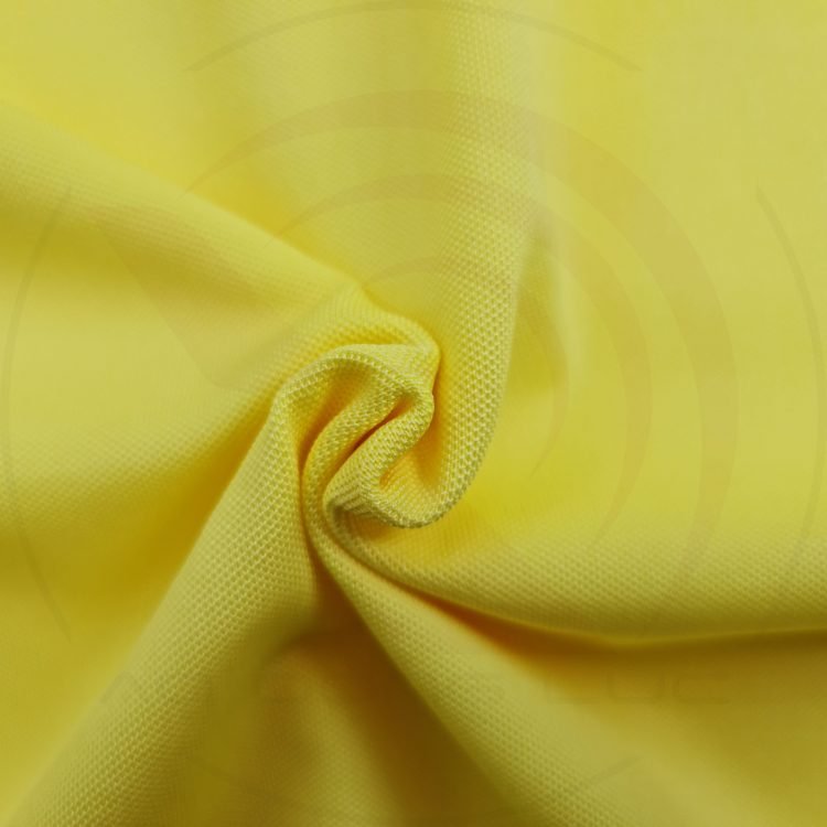 Chất vải áo thun cổ trụ polo bo trơn cá sấu lạnh poly màu vàng