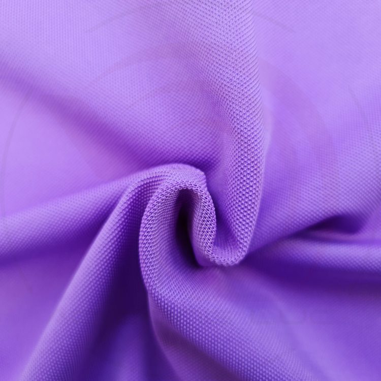Chất vải áo thun cổ trụ polo bo trơn cá sấu lạnh poly thấm hút màu tím môn