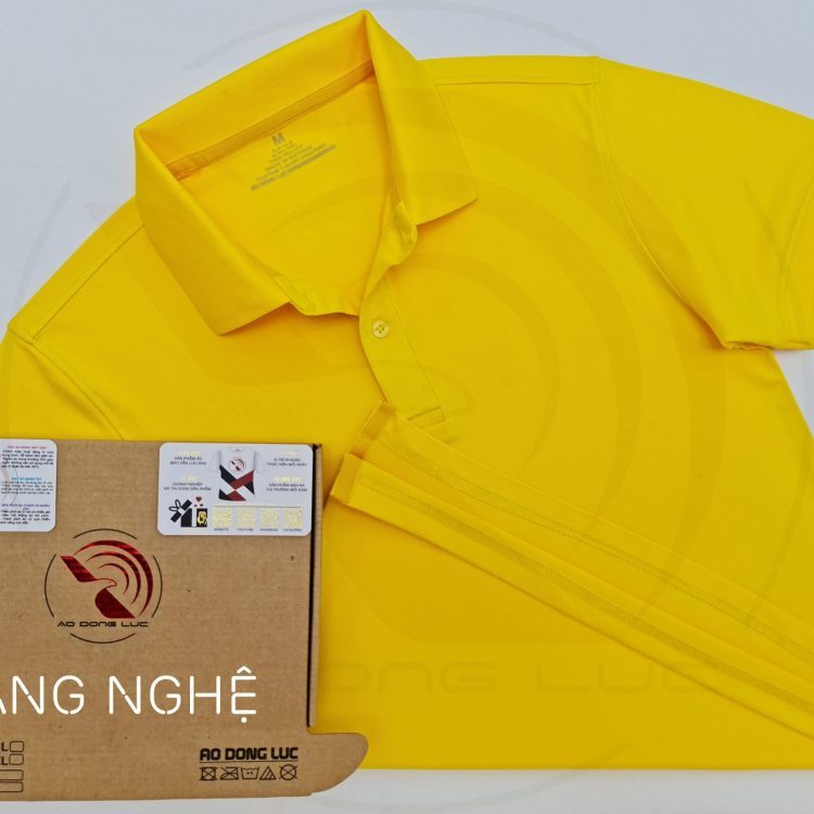 Áo thun cổ trụ polo bo trơn cá sấu lạnh poly thấm hút màu vàng nghệ