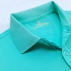 Chi tiết cổ áo áo thun cổ trụ polo bo trơn cá sấu lạnh xanh ngọc