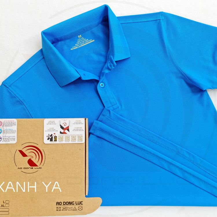 Áo thun cổ trụ polo bo trơn cá sấu lạnh poly thấm hút màu xanh ya