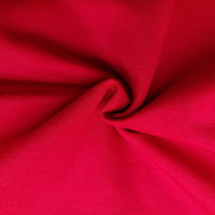 Chất vải áo thun cổ tròn ngắn tay cotton unisex định lượng 195grs màu đỏ