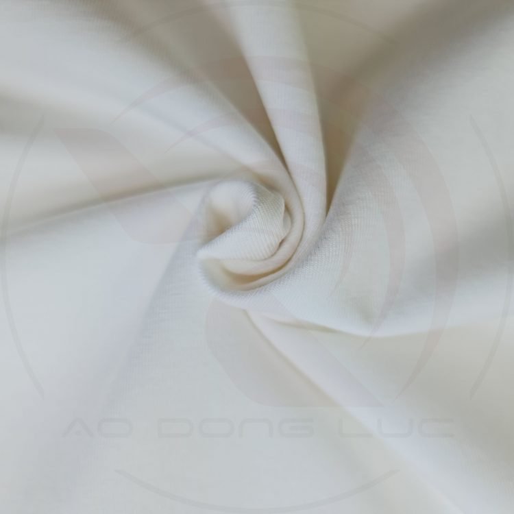 Chất vải áo thun cổ tròn ngắn tay cotton unisex định lượng 195grs màu trắng