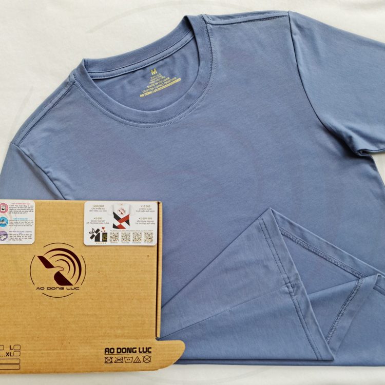 Áo thun cổ tròn ngắn tay cotton unisex màu xám xanh