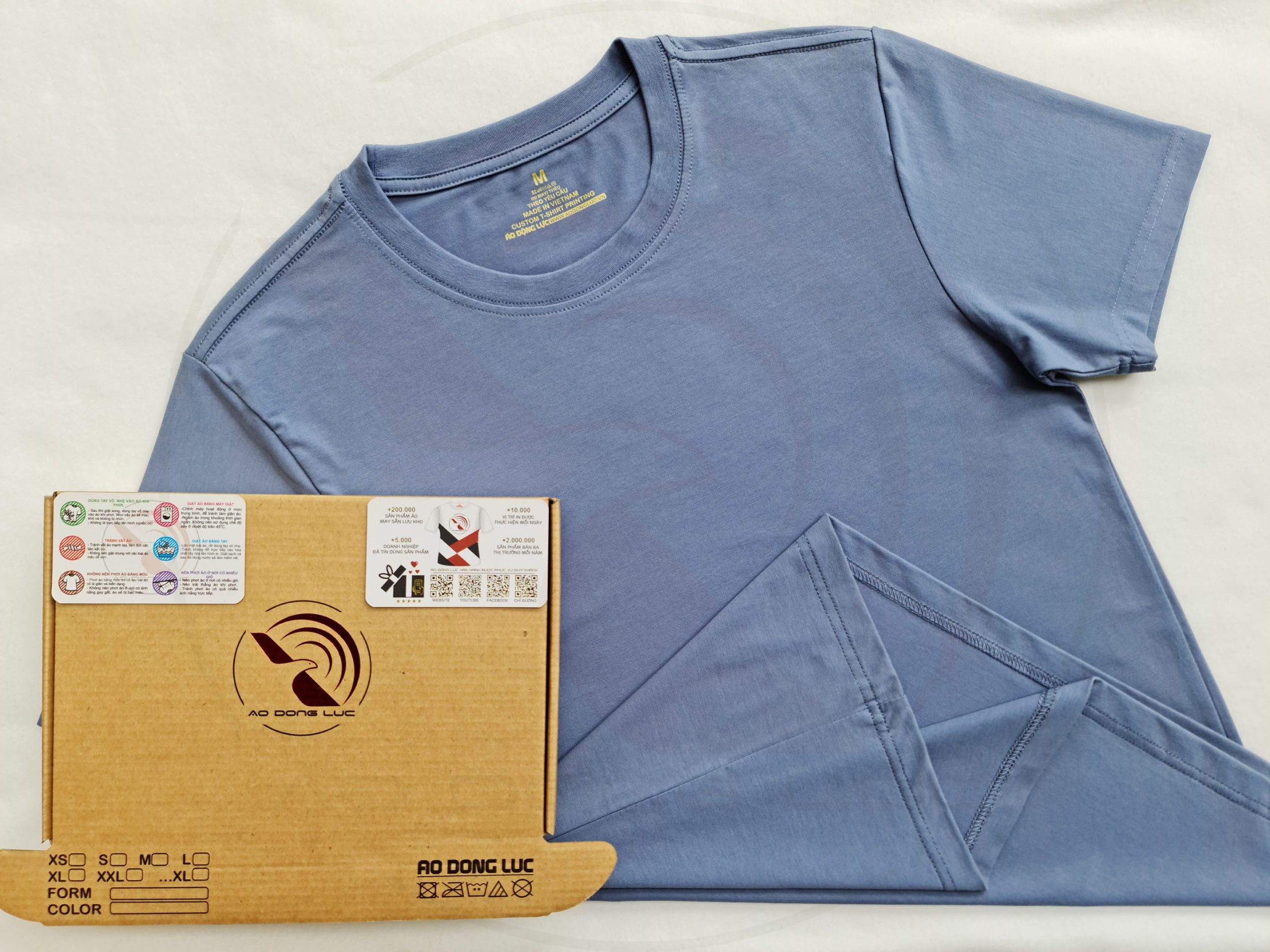 Áo thun cổ tròn ngắn tay cotton unisex màu xám xanh