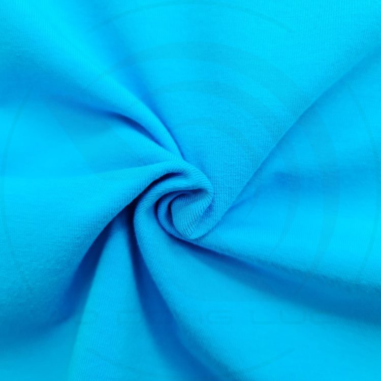 Cận cảnh chất vải áo thun cổ tròn ngắn tay cotton unisex màu xanh ya
