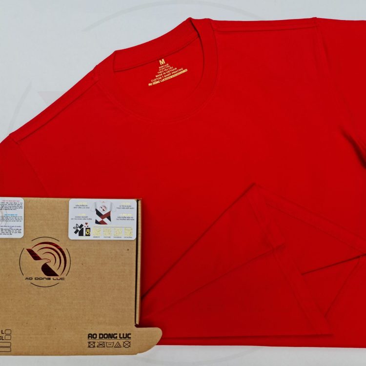 Áo thun cổ tròn tay lỡ cotton form rộng oversize màu đỏ tươi