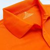 Chi tiết bo cổ, trụ cổ và đường may áo cổ trụ polo bo trơn unisex cá sấu mè màu cam