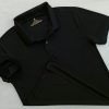 Hình tổng thể áo cổ trụ polo bo trơn unisex cá sấu mè màu đen