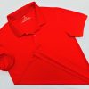 Hình tổng thể áo cổ trụ polo bo trơn unisex cá sấu mè màu đỏ