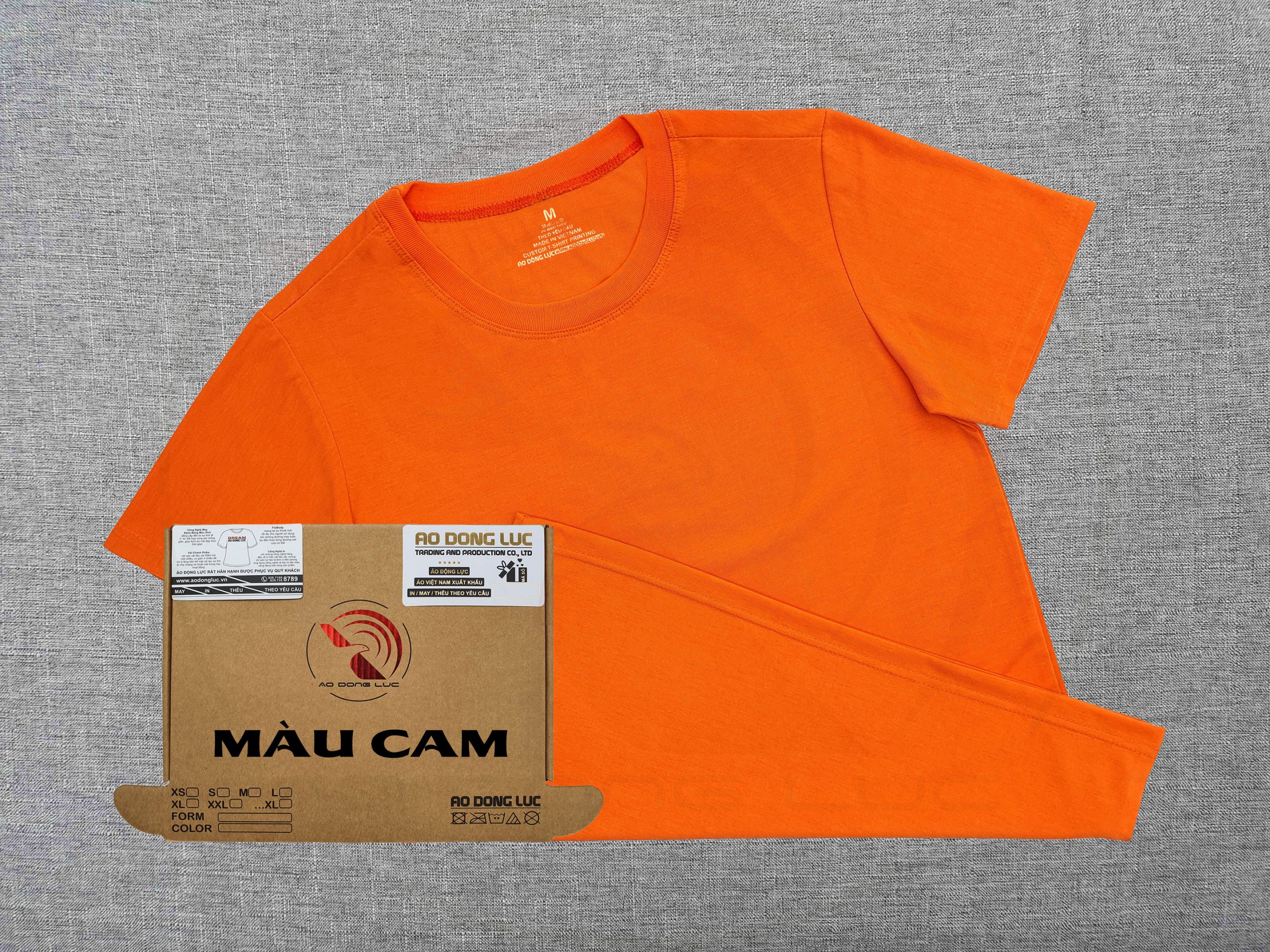 Áo thun cổ tròn ngắn tay supe unisex màu cam