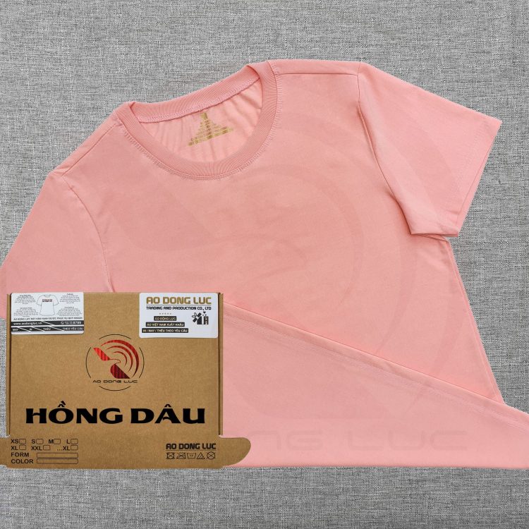 Áo thun cổ tròn supe ngắn tay unisex màu hồng dâu