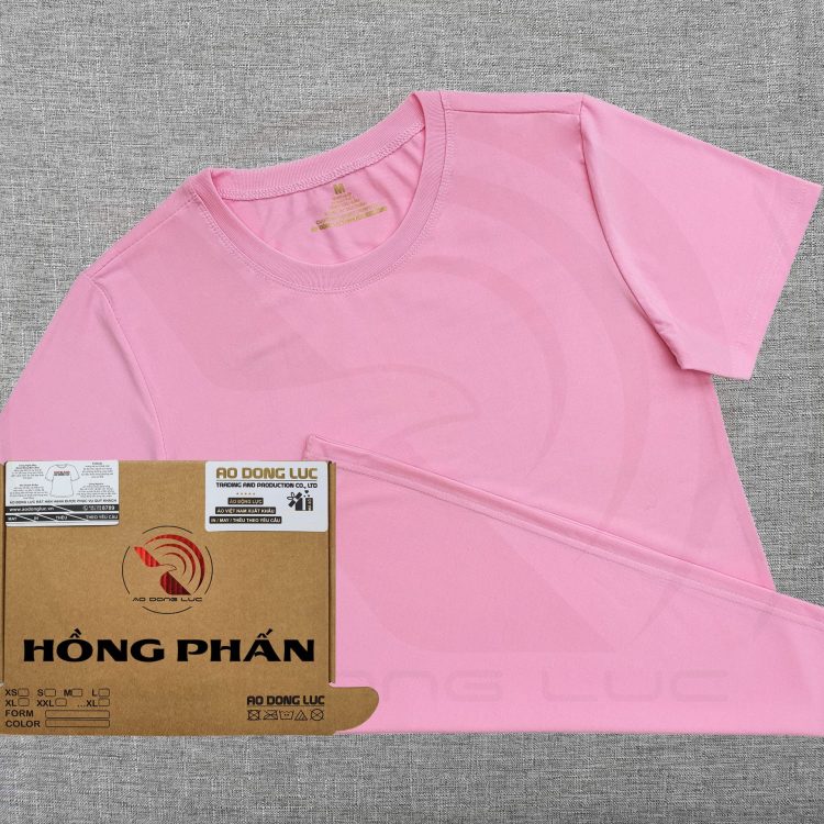 Áo thun cổ tròn supe ngắn tay unisex màu hồng phấn