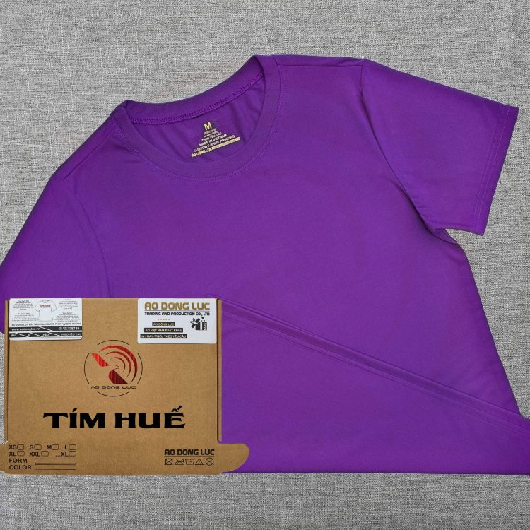 Áo thun cổ tròn supe ngắn tay unisex màu tím huế