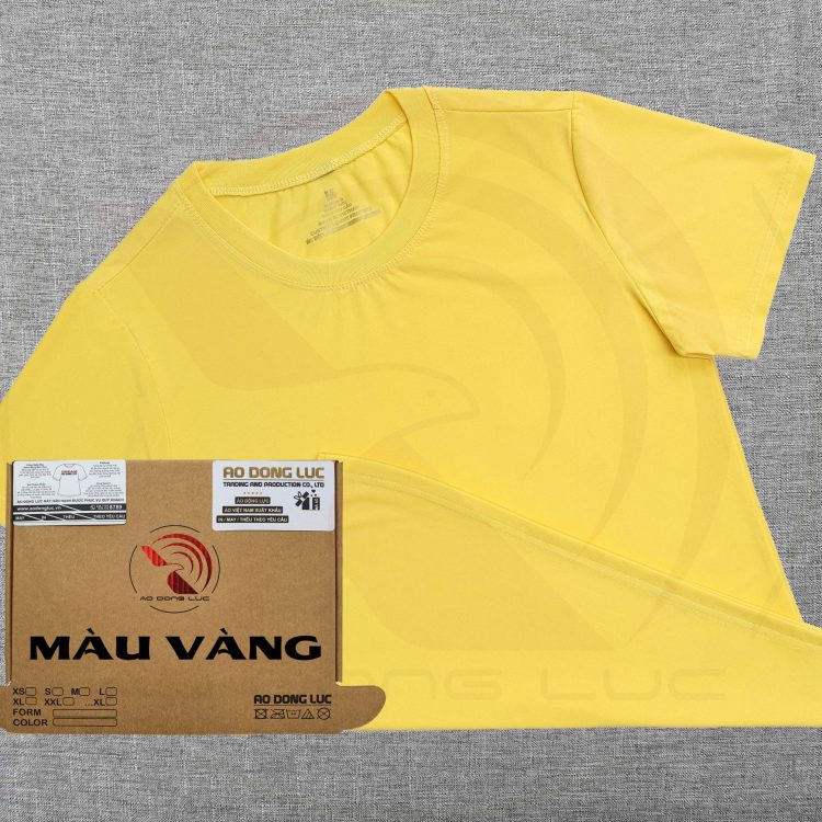 Áo thun cổ tròn ngắn tay supe unisex màu vàng