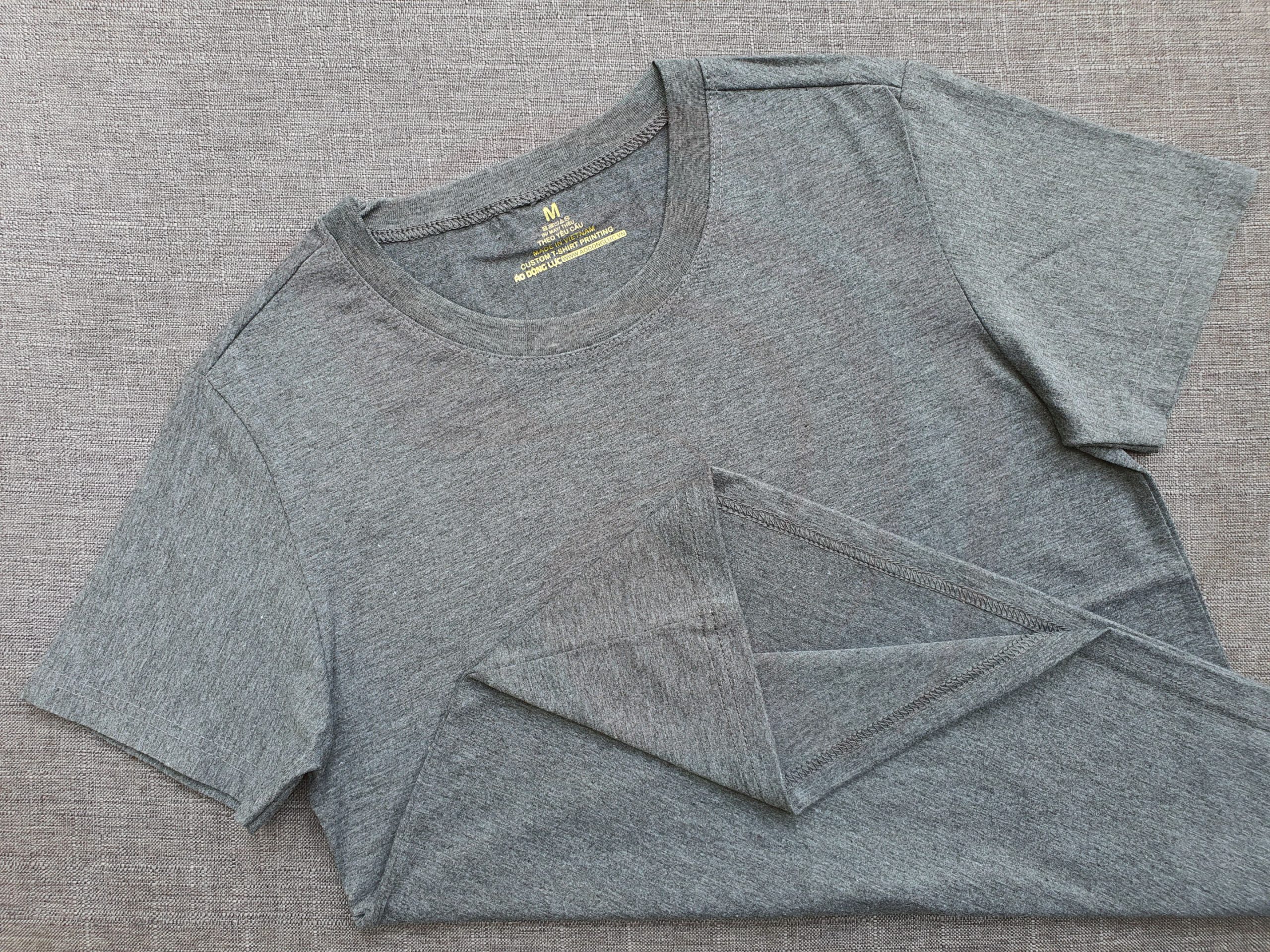 Áo thun cổ tròn ngắn tay supe unisex màu xám đậm