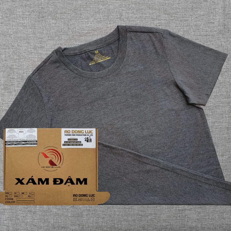 Áo thun cổ tròn ngắn tay supe unisex màu xám đậm