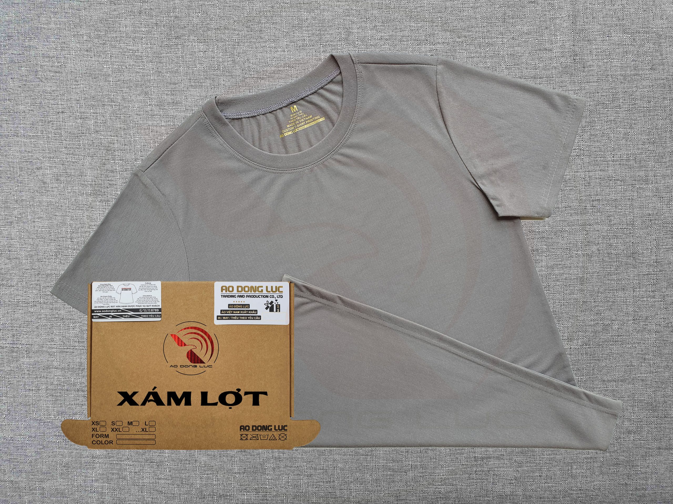 áo thun giá rẻ, supe, spandex, polyester, áo thun trơn, c Áo thun cổ tròn ngắn tay supe unisex màu xám lợt