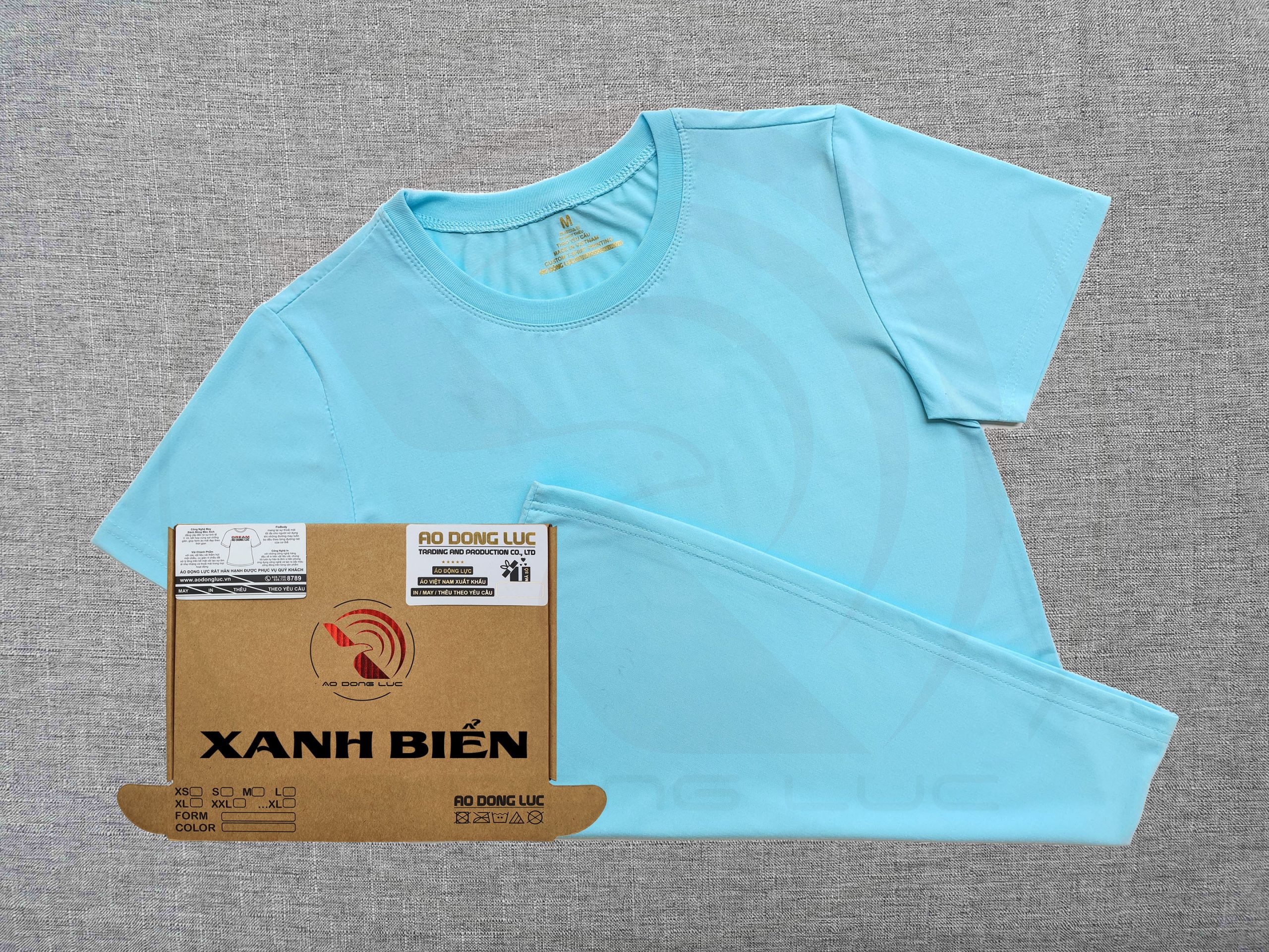 áo thun giá rẻ, supe, spandex, polyester, áo thun trơn, Áo thun cổ tròn ngắn tay supe unisex màu xanh biển