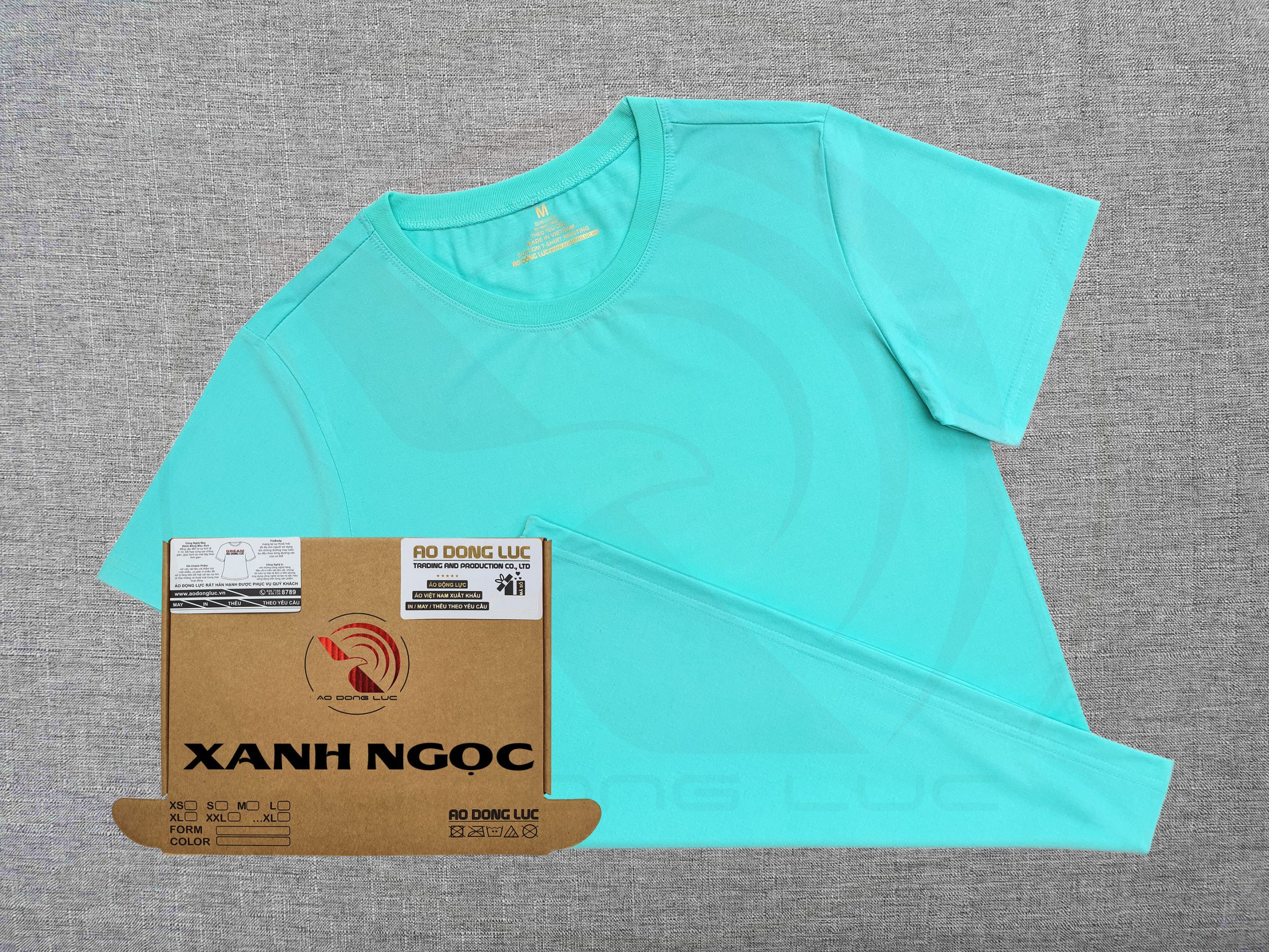 áo thun giá rẻ, supe, spandex, polyester, áo thun trơn, Áo thun cổ tròn ngắn tay supe unisex màu xanh ngọc
