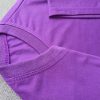 Hình chụp chi tiết bo ríp cổ áo thun cổ tròn ngắn tay supe unisex màu tím huế