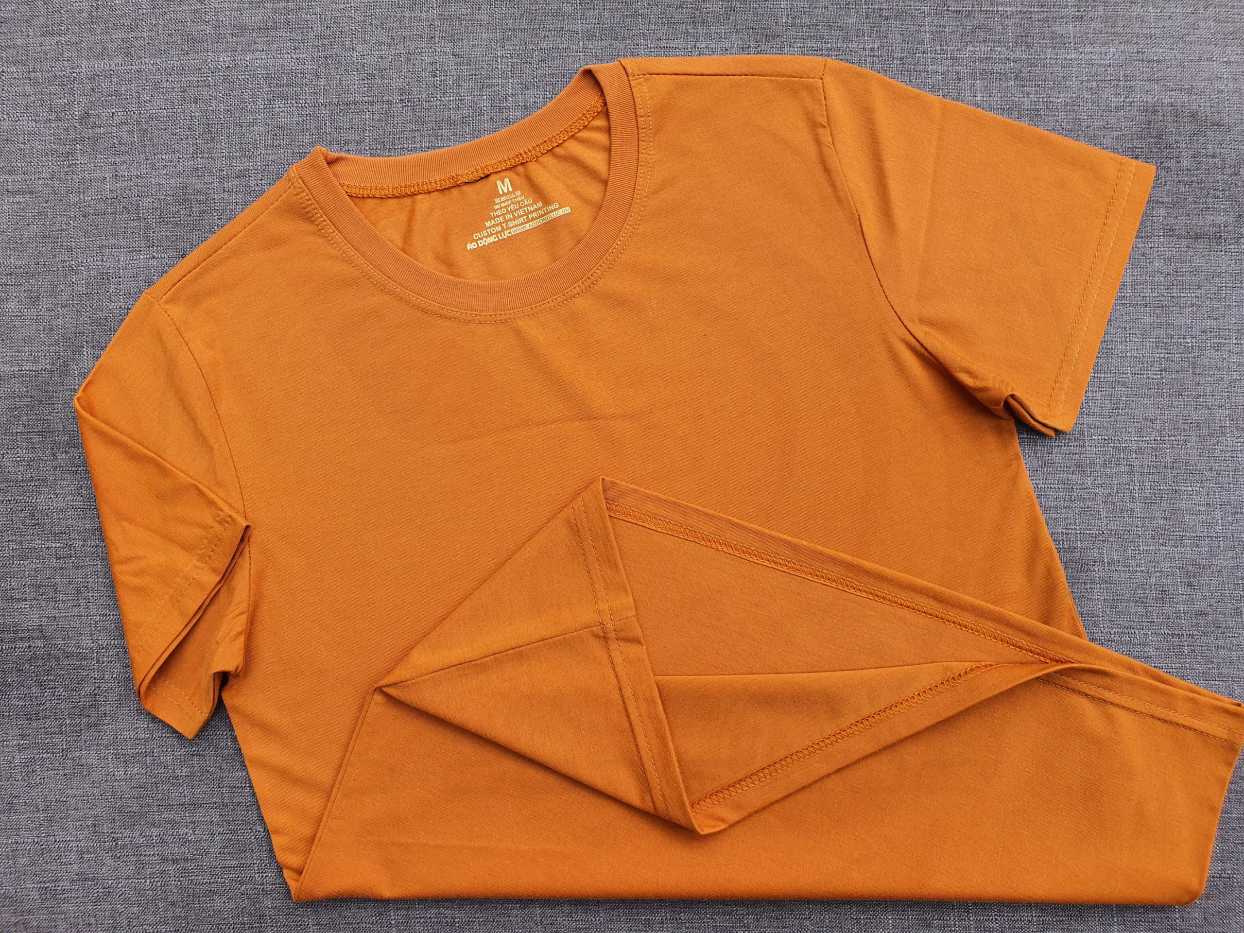 Áo thun cổ tròn ngắn tay supe unisex màu vàng nghệ