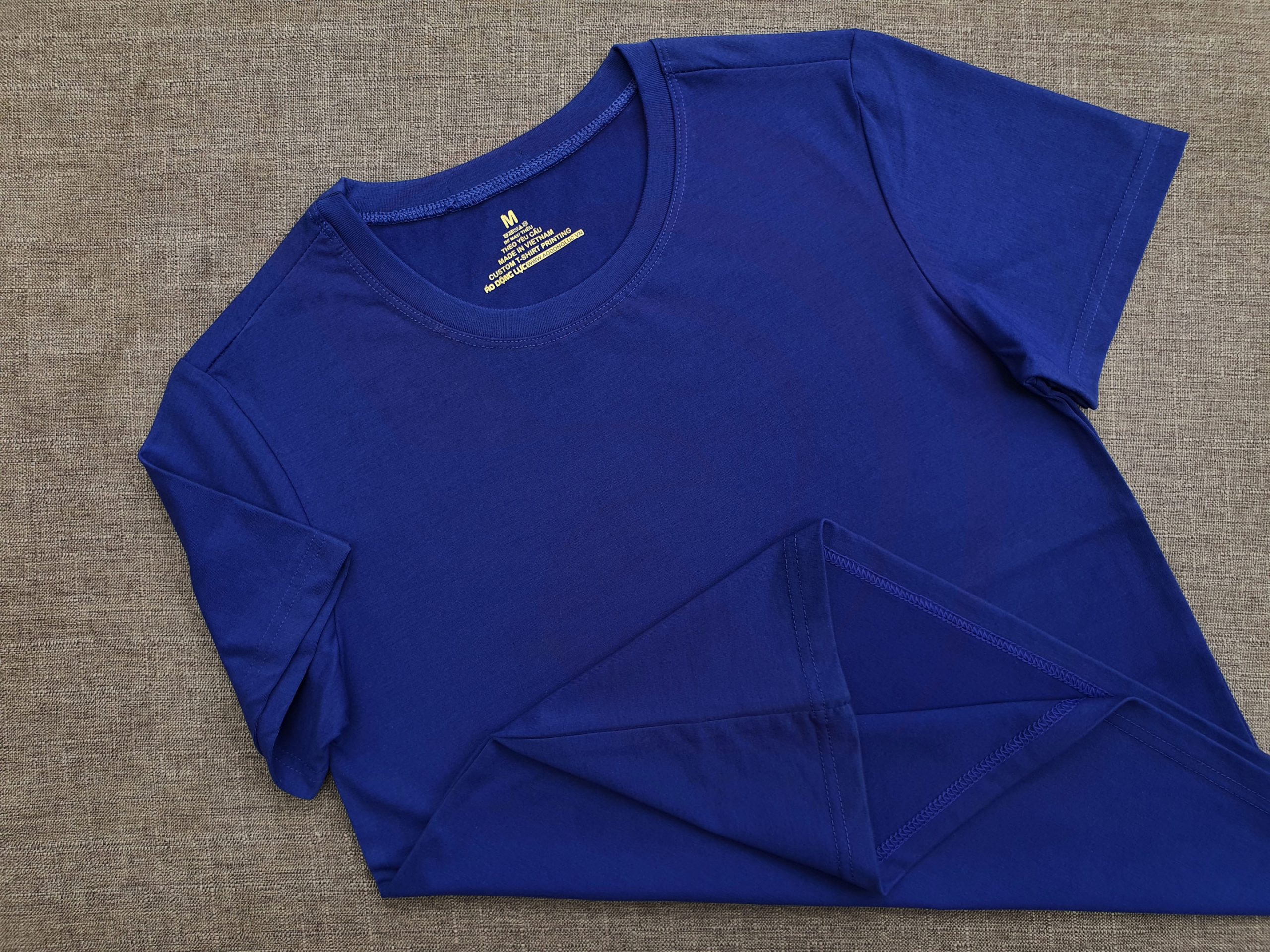 Áo thun cổ tròn ngắn tay supe unisex màu xanh bích