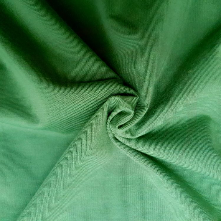 Hình chụp cận cảnh chất vải áo thun cổ tròn ngắn tay supe unisex xanh đậu