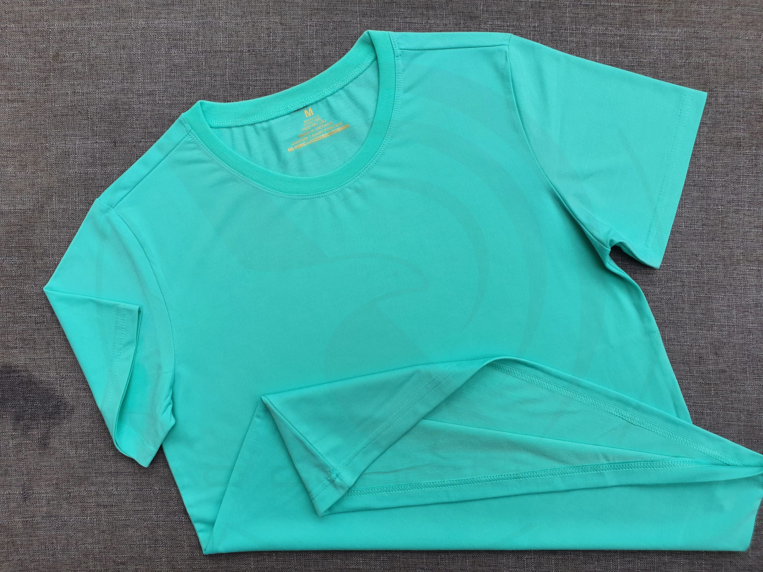 áo thun supe, áo thun trơn, cổ tròn, ngắn tay, bo ríp, Áo thun cổ tròn ngắn tay supe unisex màu xanh ngọc