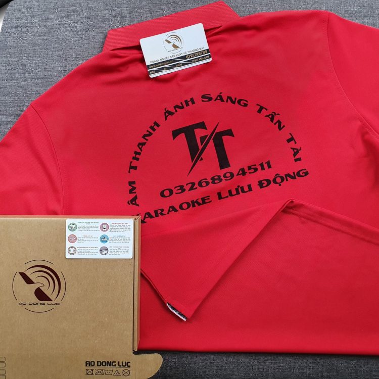 Đồng phục áo thun polo bo trơn màu đỏ in chuyển nhiệt