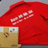 Đồng phục áo thun polo bo trơn màu đỏ in kỹ thuật số