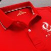 Đồng phục áo thun polo bo sọc màu đỏ tươi thêu logo