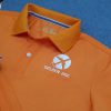 Đồng phục áo thun polo bo trơn màu cam thêu logo