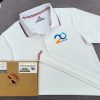 Đồng phục áo thun polo bo sọc màu trắng in chuyển nhiệt logo