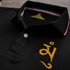 Đồng phục áo thun polo bo sọc màu đen thêu logo