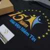Đồng phục áo thun polo bo trơn màu đen in decal